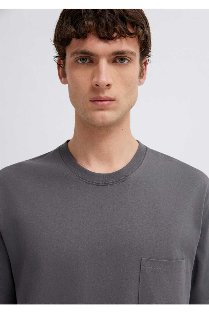 Mavi Cep Detaylı Gri Basic Loose Fit Erkek Tişört 066248-85309 - 5