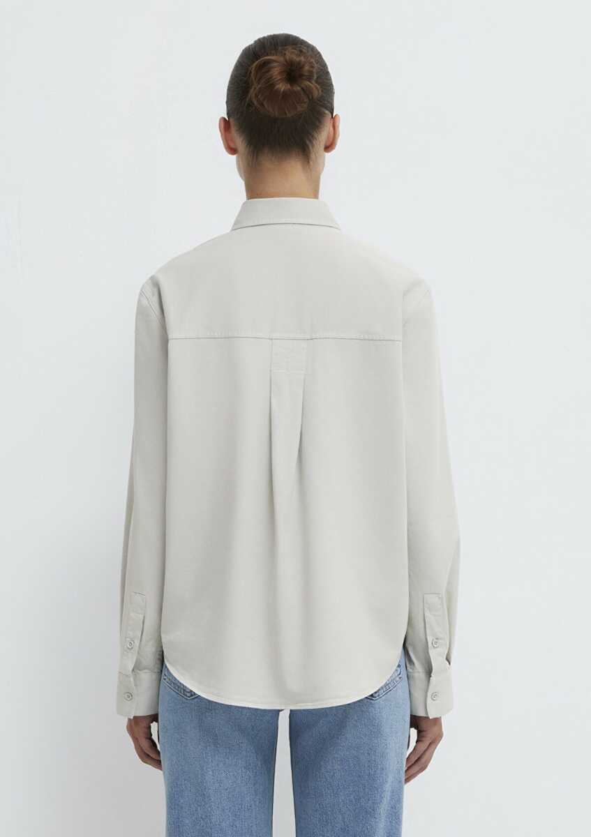 Mavi Cepli Gri Loose Fit Kadın Gömlek 1211385-80618 - 5