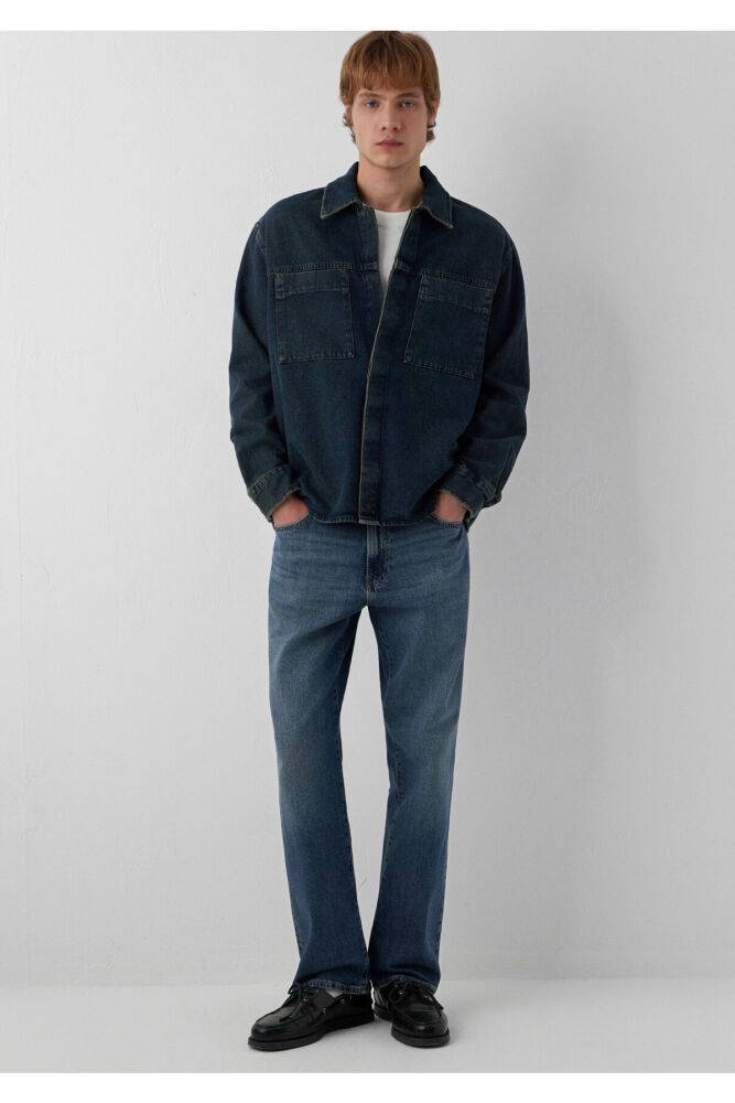 Mavi Cepli Lacivert Denim Loose Fit Erkek Jean Gömlek 0220353-18790 (1)