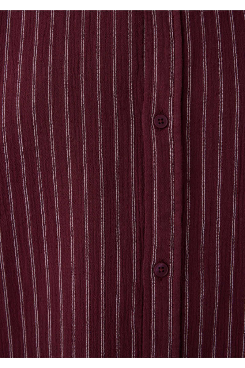Mavi Çizgili Bordo Loose Fit Erkek Gömlek 0211969-A7374 - 7