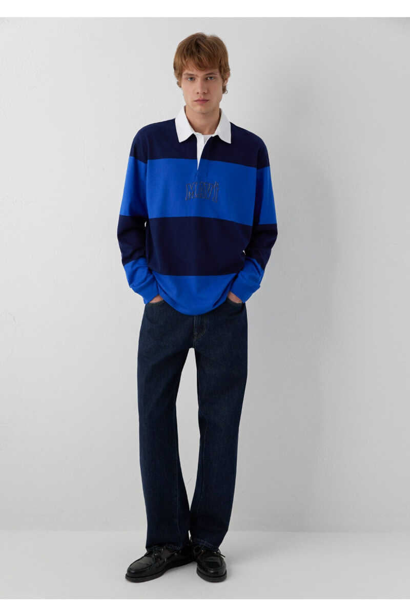 Mavi Çizgili Erkek Sweat 0S20218-A7894 - 3