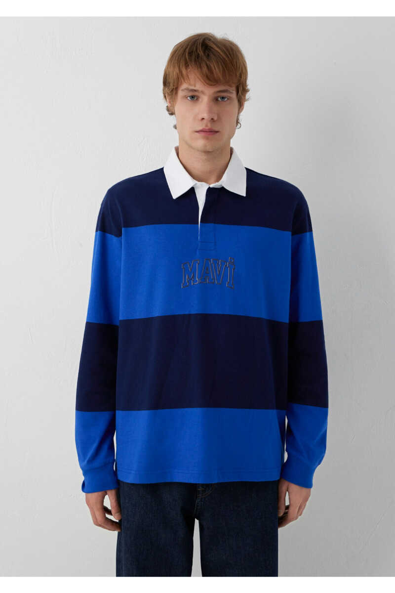 Mavi Çizgili Erkek Sweat 0S20218-A7894 - 4