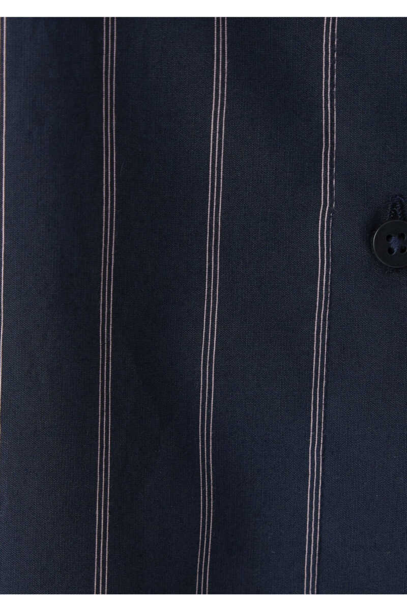 Mavi Çizgili Lacivert Oversize Kadın Gömlek 1220417-89853 - 7