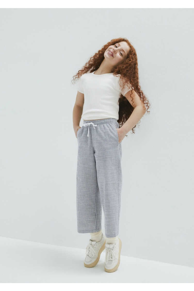 Mavi Çizgili Loose Fit Çocuk Pantolon 7010053-81479 - 1