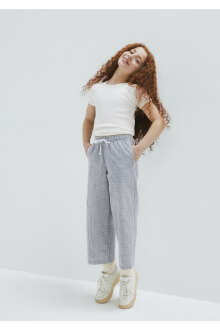 Mavi Çizgili Loose Fit Çocuk Pantolon 7010053-81479