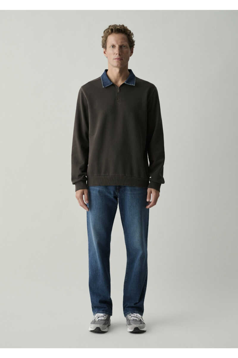 Mavi Denim Yaka Kahverengi Regular Fit Erkek Polo Sweatshirt 0S10669-70219 - 4