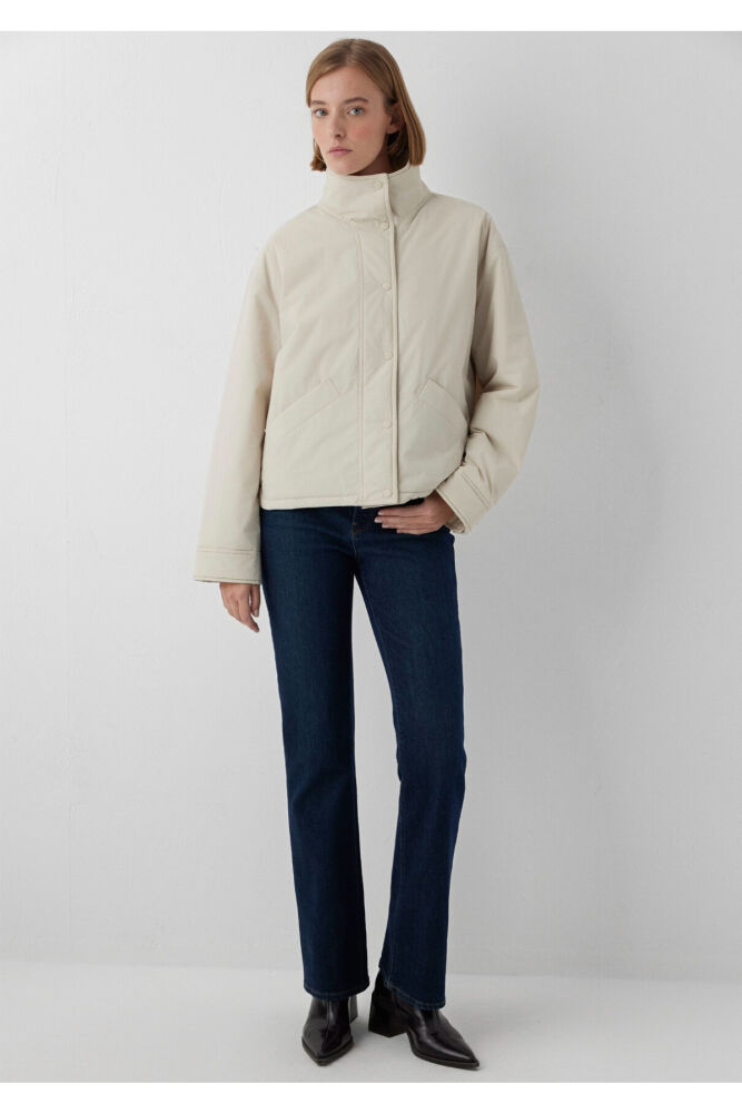 Mavi Dik Yaka Ekru Oversize Kadın Ceket 1110914-70037