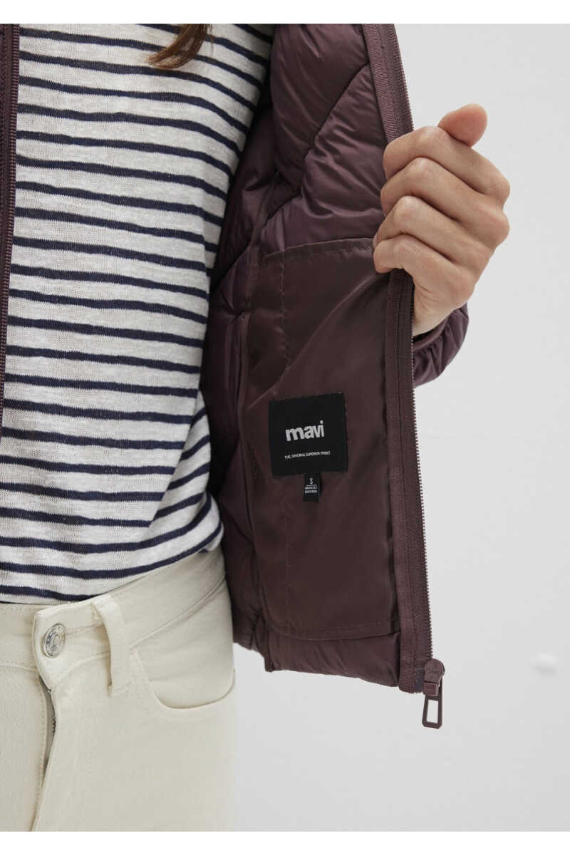 Mavi Dik Yaka Şişme Kadın Mont 110698-70260 - 7