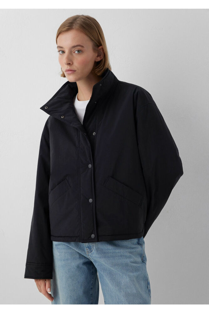 Mavi Dik Yaka Siyah Oversize Kadın Ceket 1110914-900