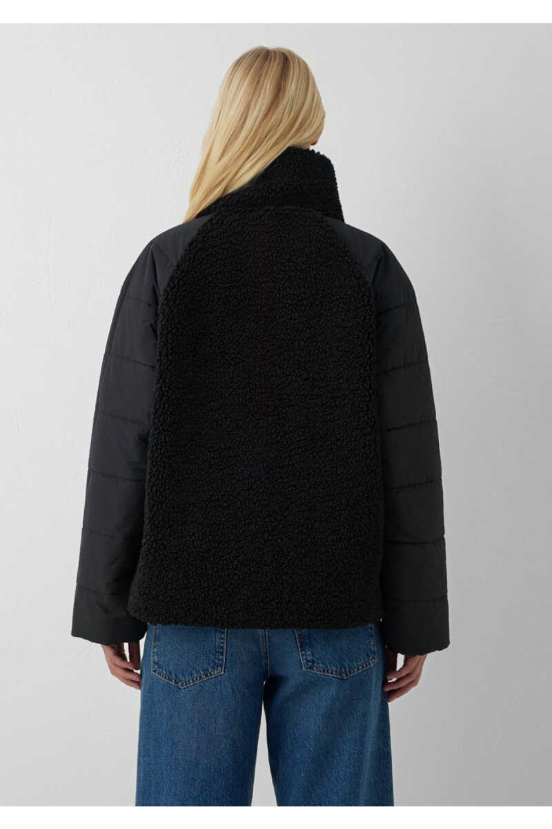 Mavi Dik Yaka Siyah Sherpa Loose Fit Kadın Ceket 1110818-900 - 7