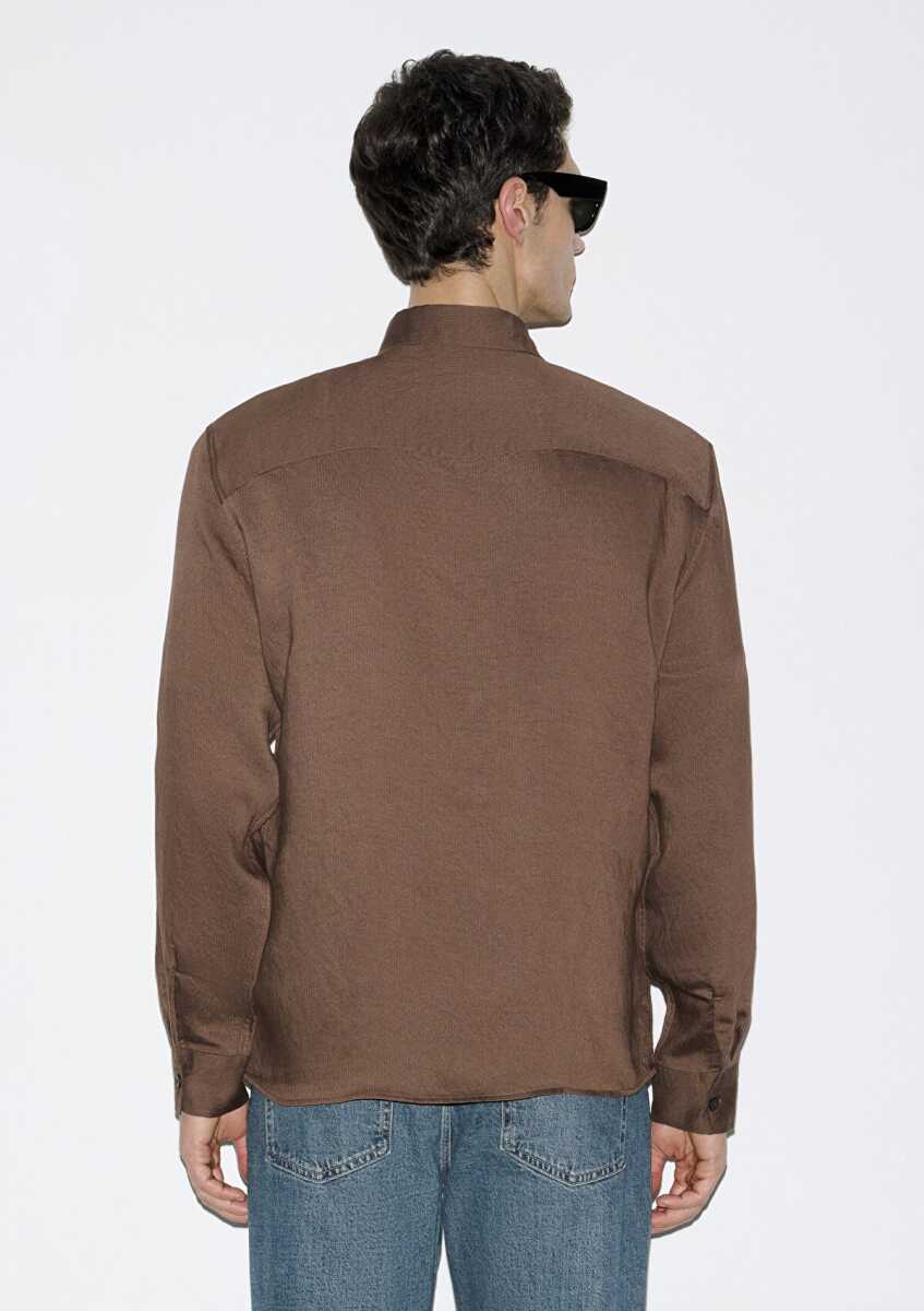 Mavi Dokulu Kahverengi Regular Fit Erkek Gömlek 0211877-91414 - 4