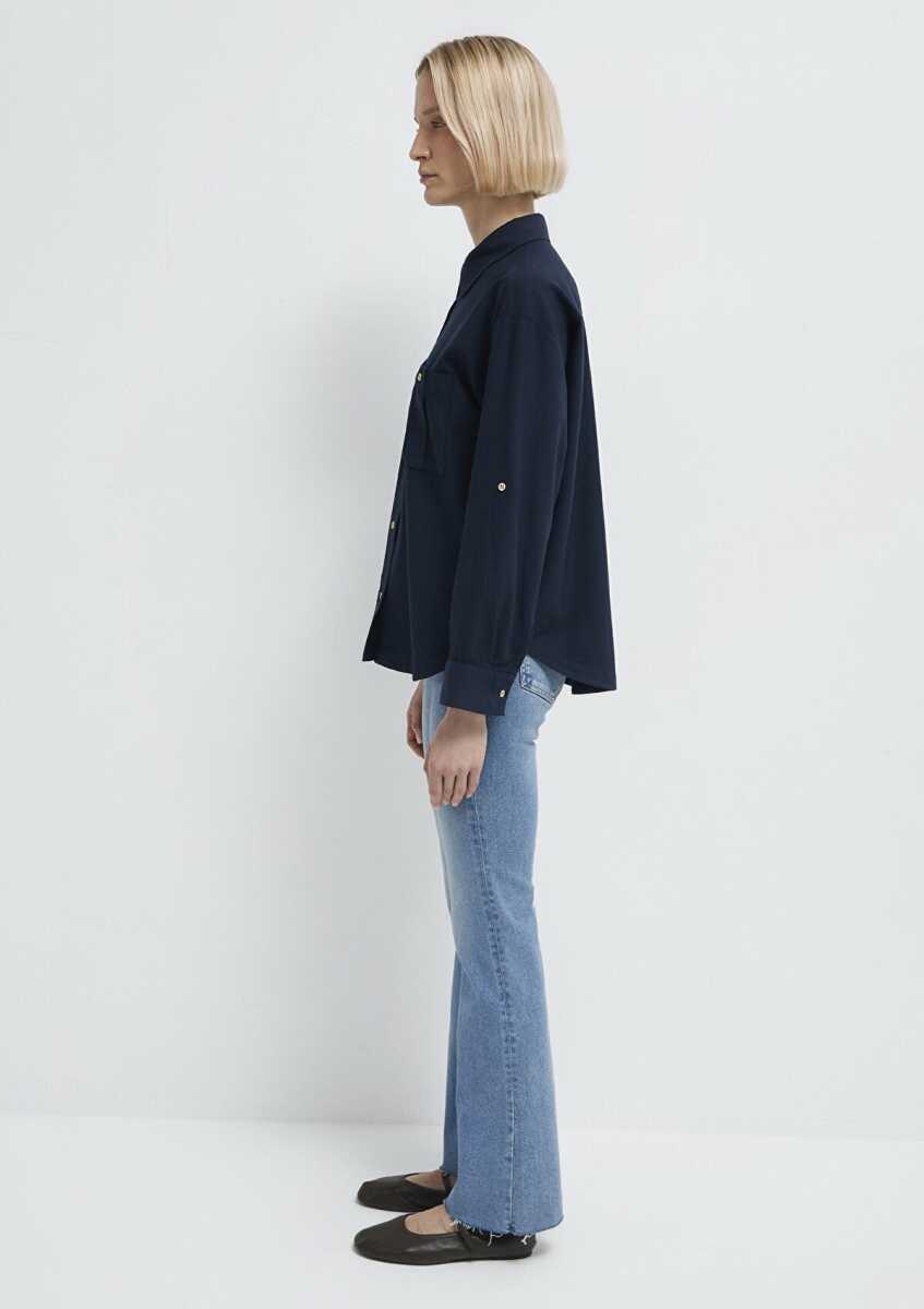 Mavi Düğme Detaylı Lacivert Loose Fit Kadın Gömlek 1211383-70492 - 5