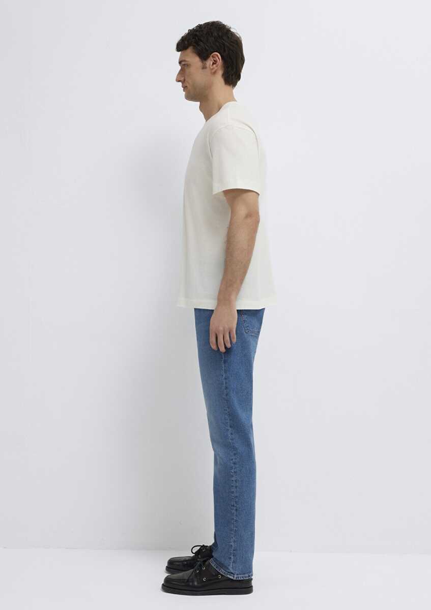 Mavi Ekru Basic Loose Fit Erkek Tişört 0613338-80194 - 4
