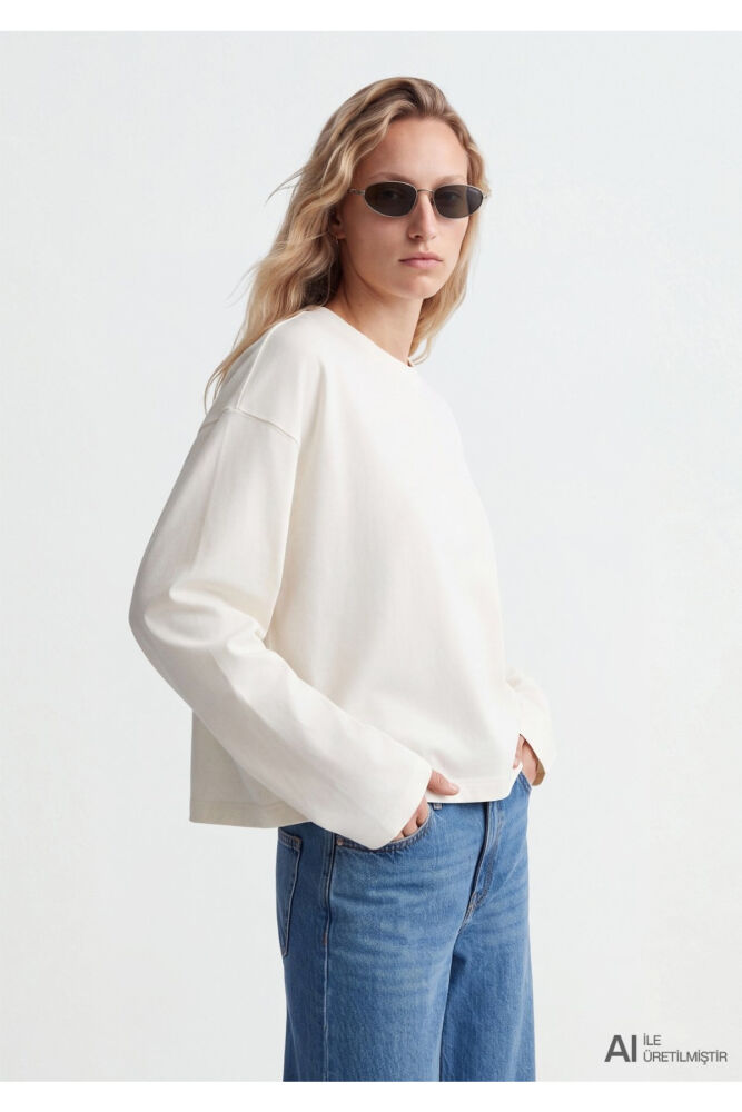 Mavi Ekru Basic Loose Fit Kadın Sweat 1620069-83043