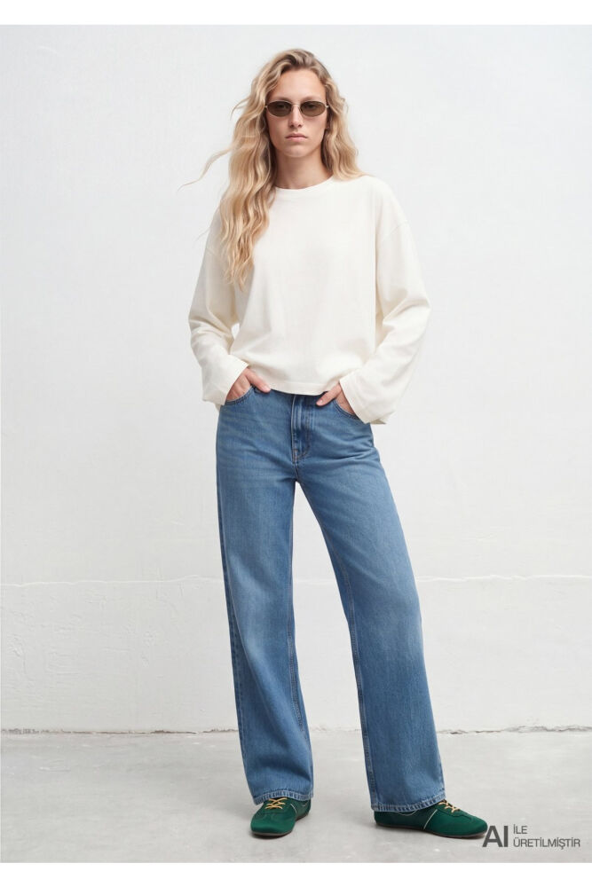 Mavi Ekru Basic Loose Fit Kadın Sweat 1620069-83043 (1)