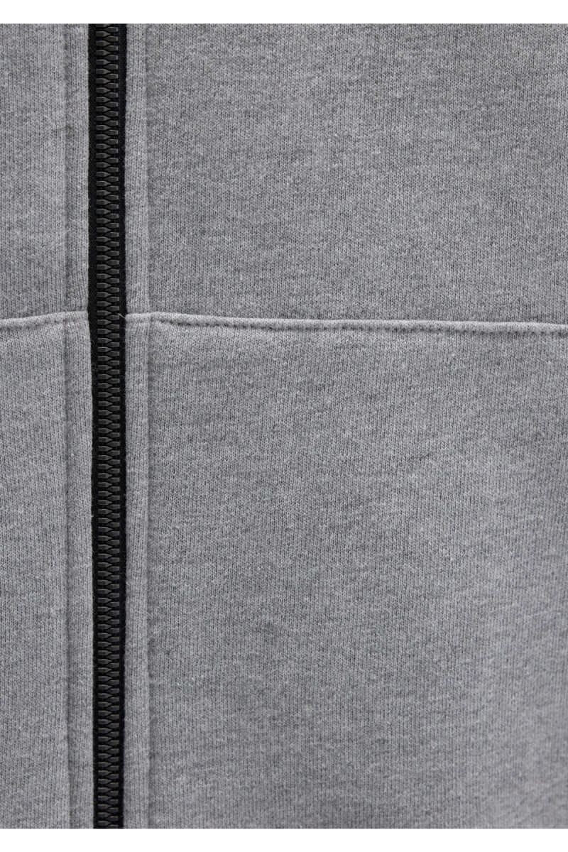 Mavi Fermuarlı Gri Melanj Erkek Sweat 066979-34686 - 8