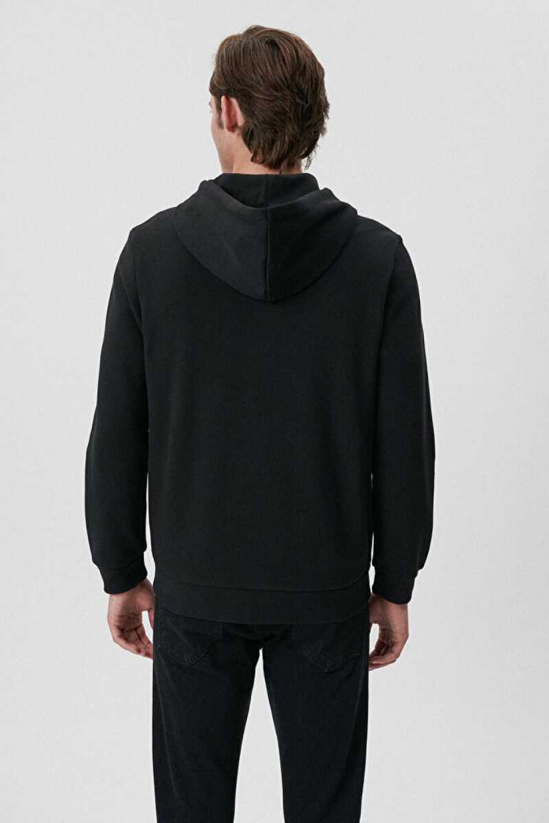 Mavi Fermuarlı Kapişonlu Siyah Erkek Sweat 0S10013-900 - 3