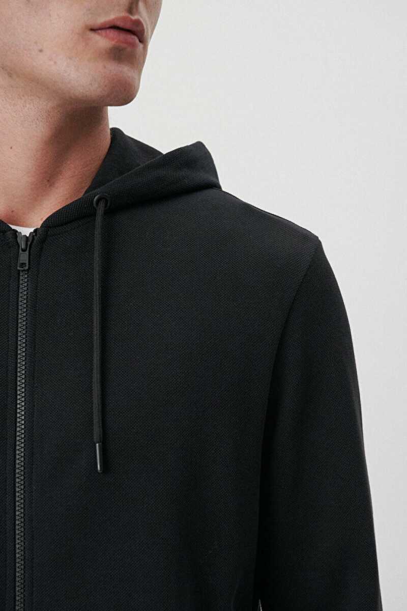Mavi Fermuarlı Kapişonlu Siyah Erkek Sweat 0S10013-900 - 4