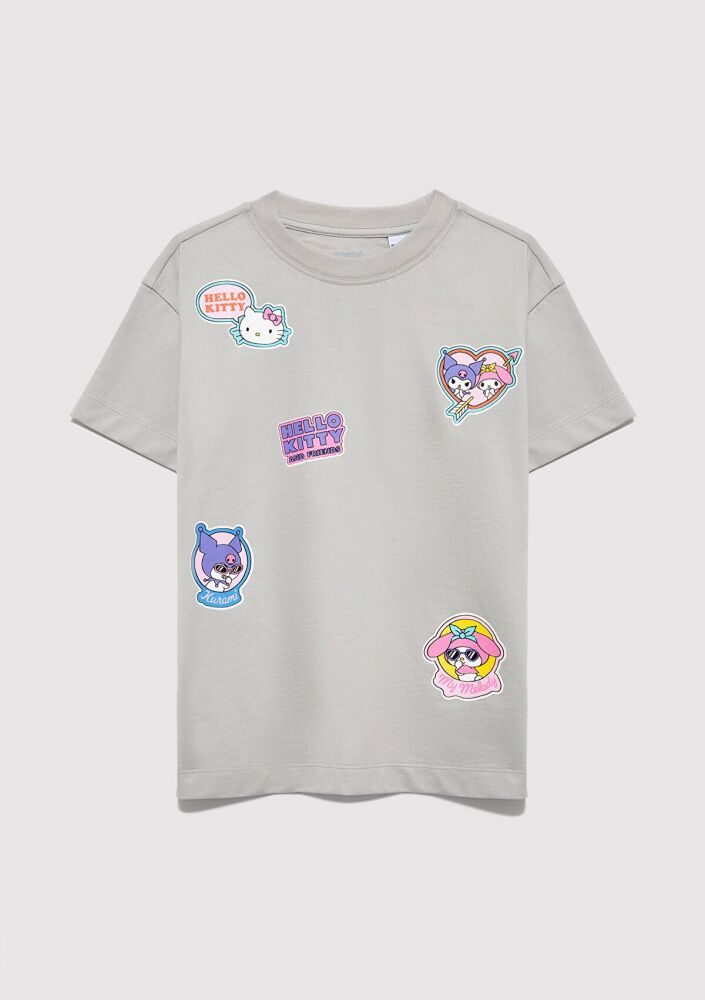 Mavi Hello Kitty Baskılı Gri Loose Fit Çocuk Tişört 7610423-70075 (1)