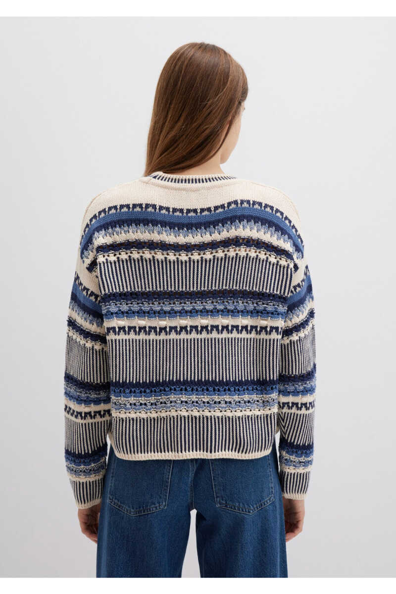 Mavi Jakarlı Oversize Kadın Kazak 1710155-70737 - 5