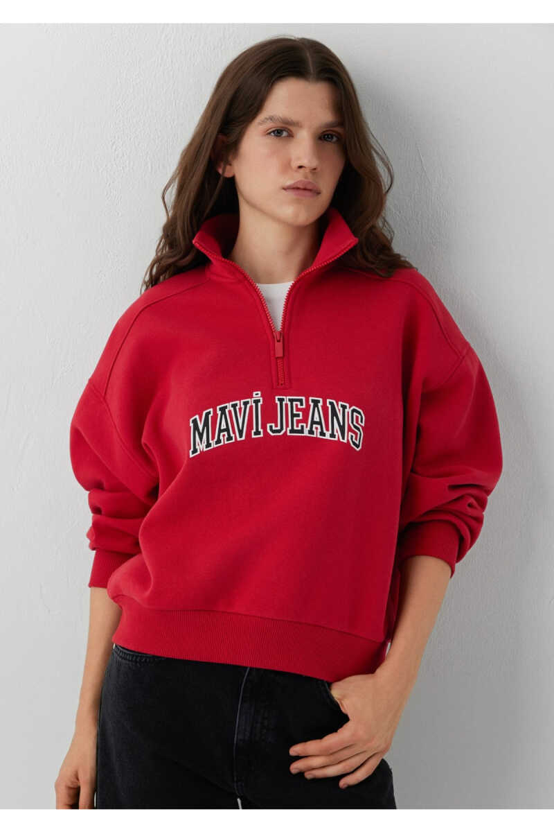 Mavi Jeans Baskılı Kırmızı Loose Fit Kadın Sweatshirt 1S20132-86417 - 1