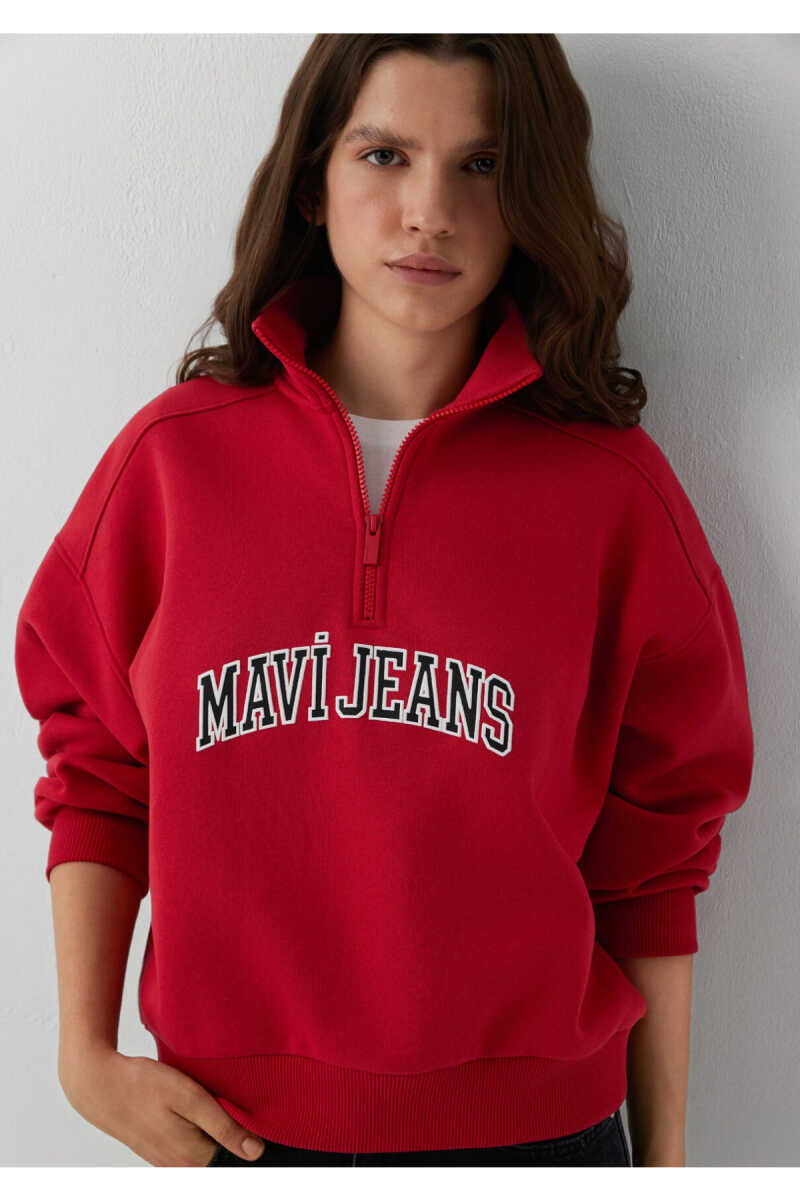 Mavi Jeans Baskılı Kırmızı Loose Fit Kadın Sweatshirt 1S20132-86417 - 2