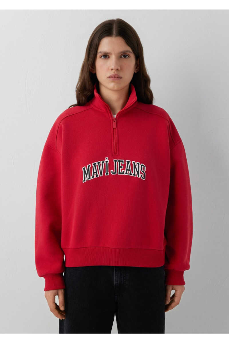 Mavi Jeans Baskılı Kırmızı Loose Fit Kadın Sweatshirt 1S20132-86417 - 3