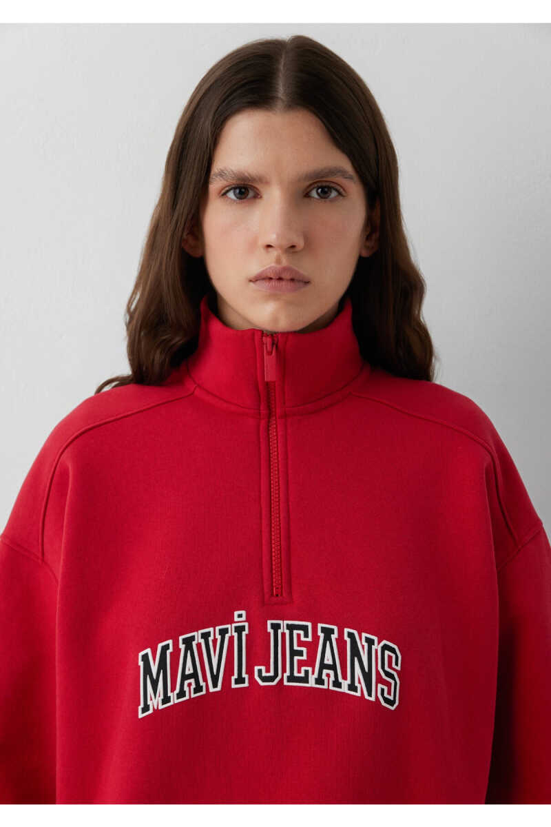 Mavi Jeans Baskılı Kırmızı Loose Fit Kadın Sweatshirt 1S20132-86417 - 6