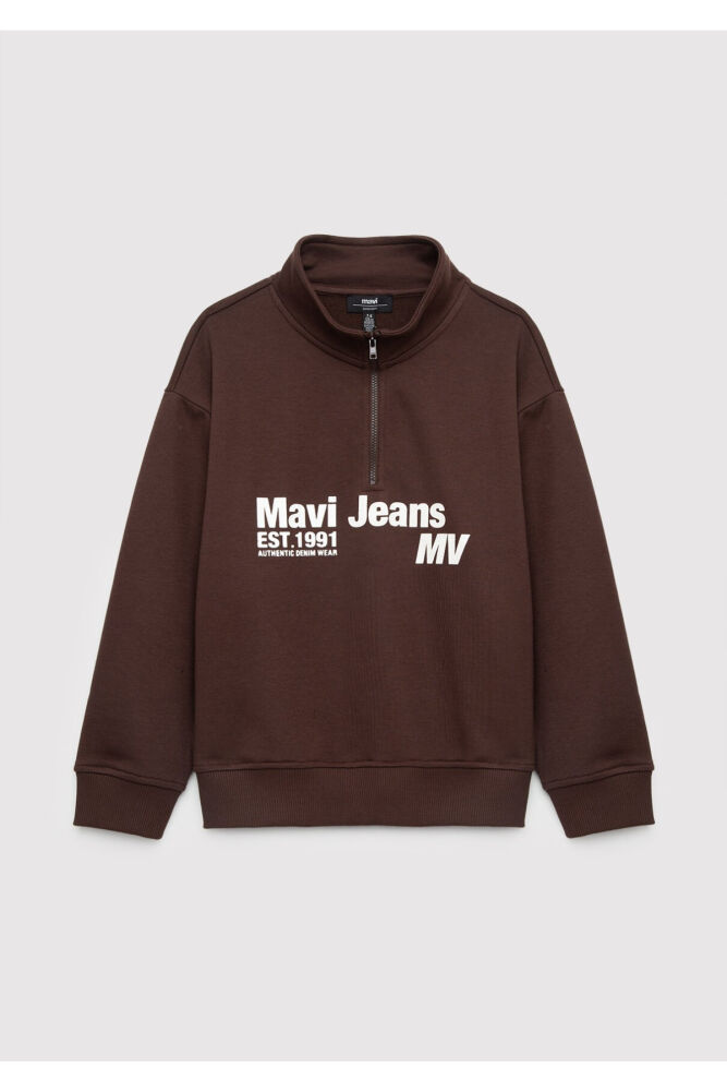 Mavi Jeans Baskılı Logo Yarım Fermuarlı Çocuk Sweat 6S10142-88067 (1)