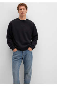 Mavi Jeans Detaylı Siyah Loose Fit Erkek Sweatshirt 0S10586-900