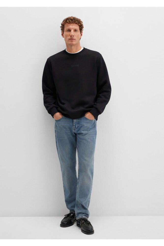 Mavi Jeans Detaylı Siyah Loose Fit Erkek Sweatshirt 0S10586-900 (1)