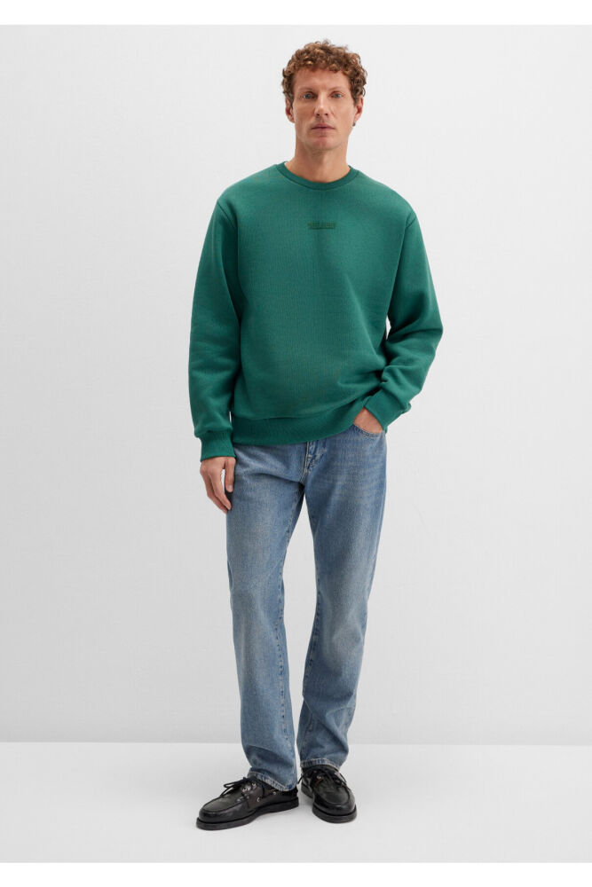 Mavi Jeans Detaylı Yeşil Loose Fit Erkek Sweatshirt 0S10586-71874