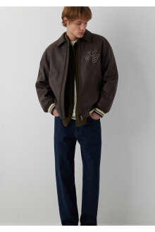 Mavi Jeans Kahverengi Loose Fit Suni Deri Erkek Kolej Ceket 0110881-71603