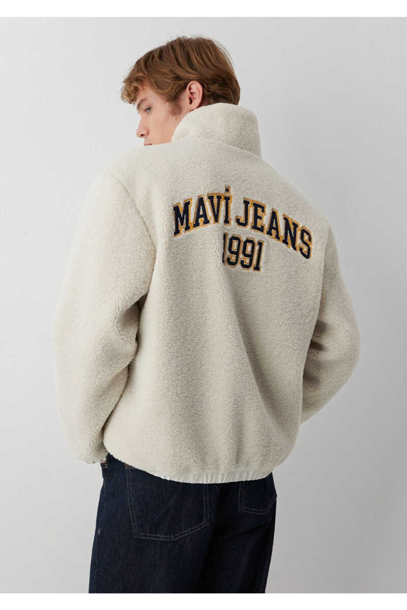Mavi Jeans Nakışlı Dik Yaka Bej Sherpa Loose Fit Erkek Mont 0110882-70134 - 1