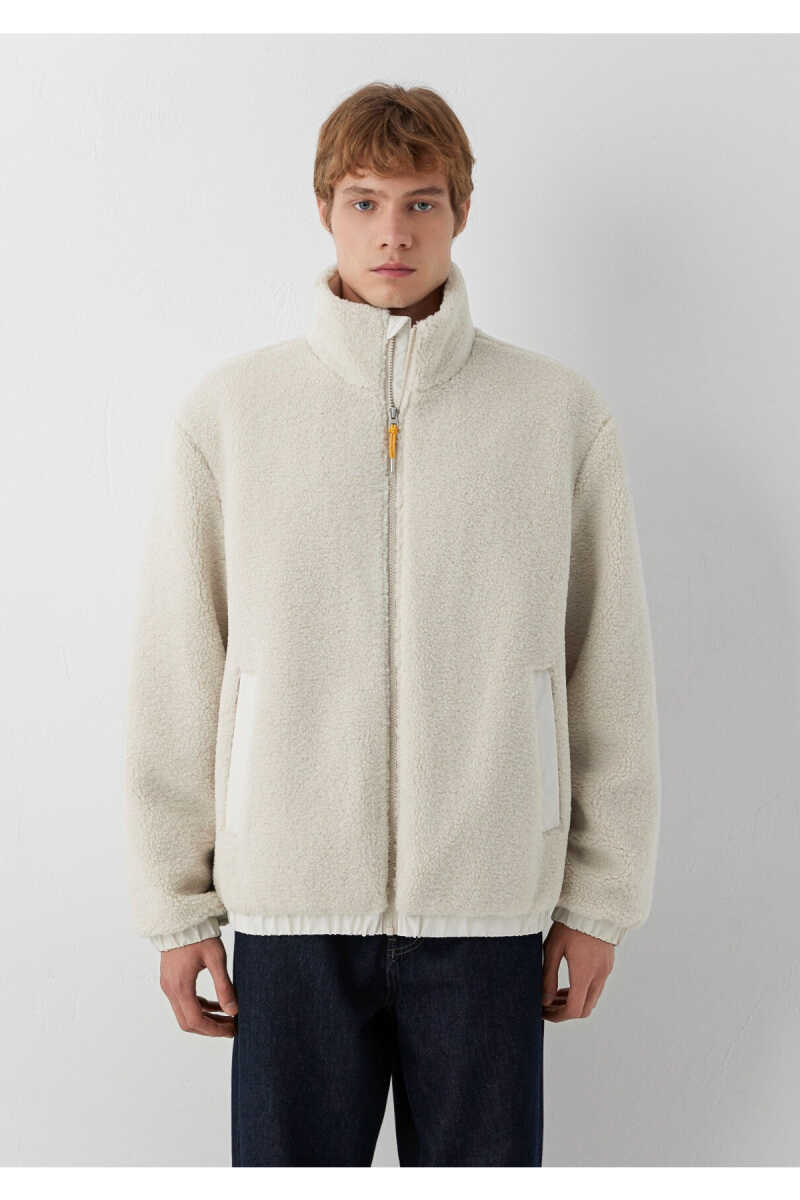 Mavi Jeans Nakışlı Dik Yaka Bej Sherpa Loose Fit Erkek Mont 0110882-70134 - 4