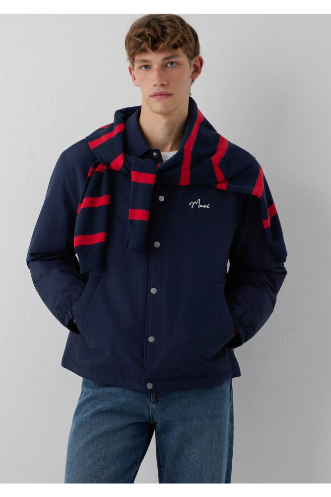 Mavi Jeans Nakışlı Lacivert Loose Fit Erkek Ceket 0110875-82318 (1)