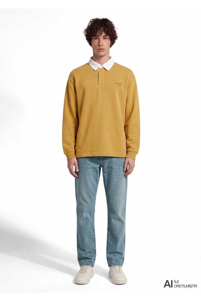 Mavi Jeans Sarı Loose Fit Erkek Polo Sweatshirt 0S20014-70274 - 2