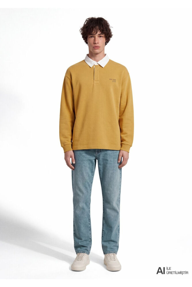 Mavi Jeans Sarı Loose Fit Erkek Polo Sweatshirt 0S20014-70274 (1)