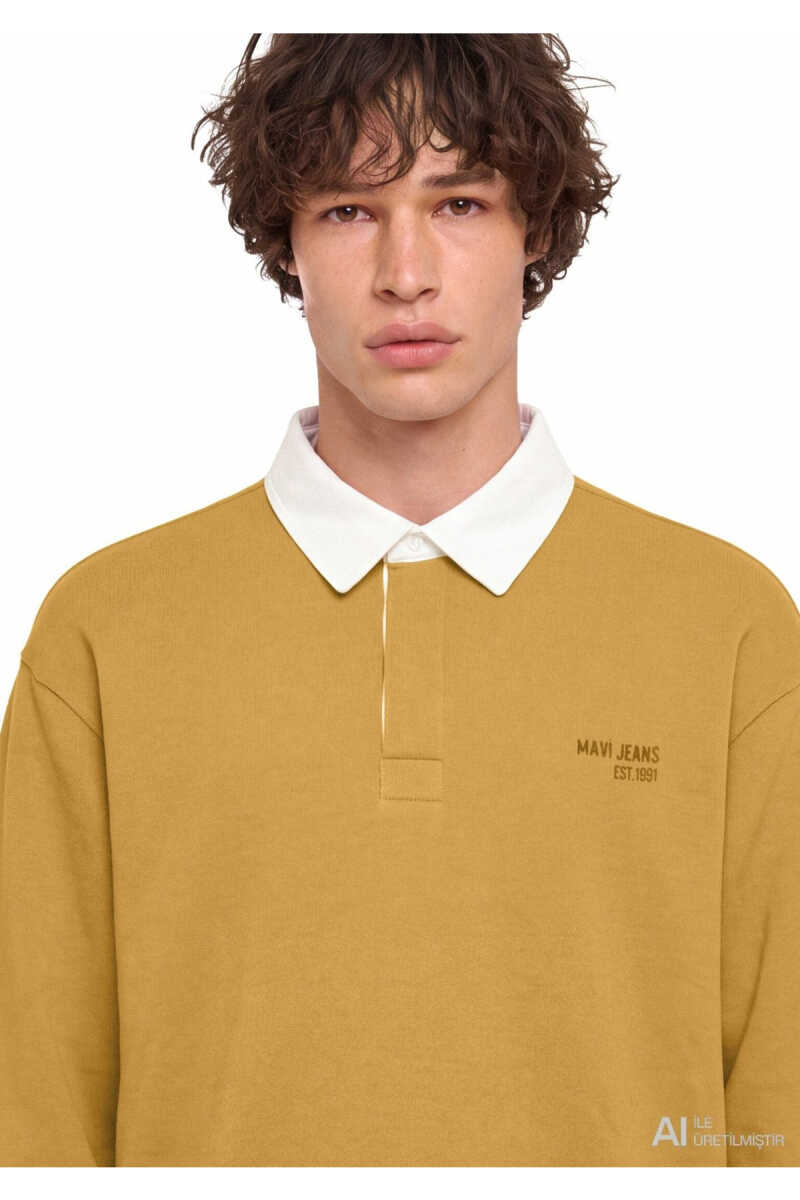 Mavi Jeans Sarı Loose Fit Erkek Polo Sweatshirt 0S20014-70274 - 5