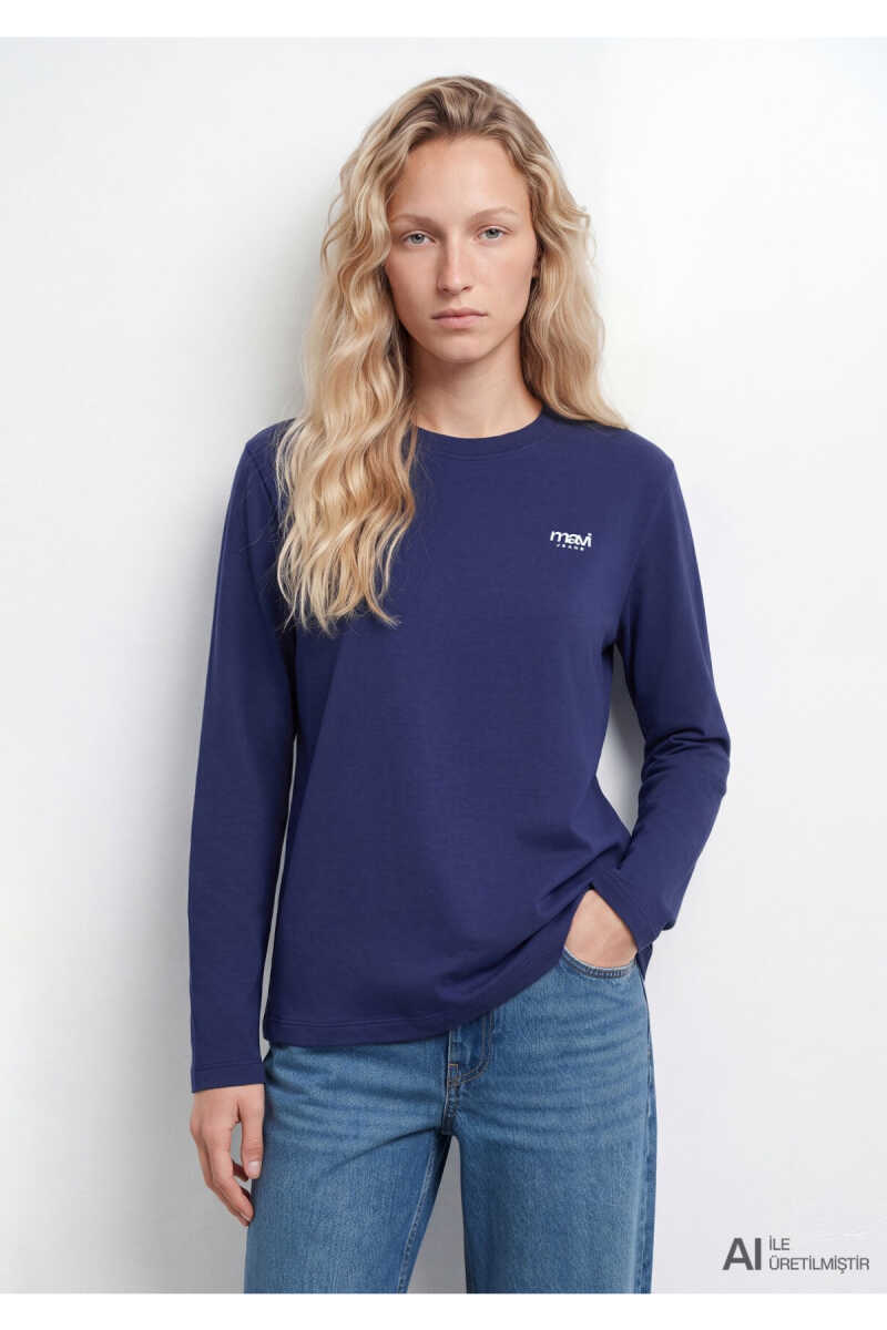 Mavi Jeans Uzun Kollu Regular Fit Lacivert Kadın Sweat 1620079-70722 - 1