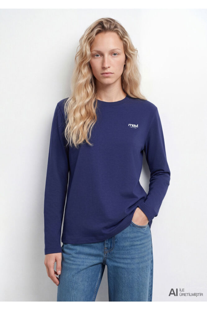 Mavi Jeans Uzun Kollu Regular Fit Lacivert Kadın Sweat 1620079-70722