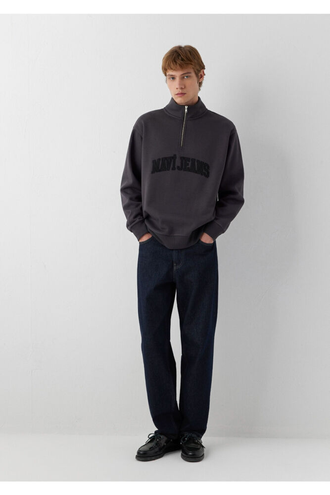 Mavi Jeans Yarı Fermuarlı Antrasit Loose Fit Erkek Sweatshirt 0S20113-91405