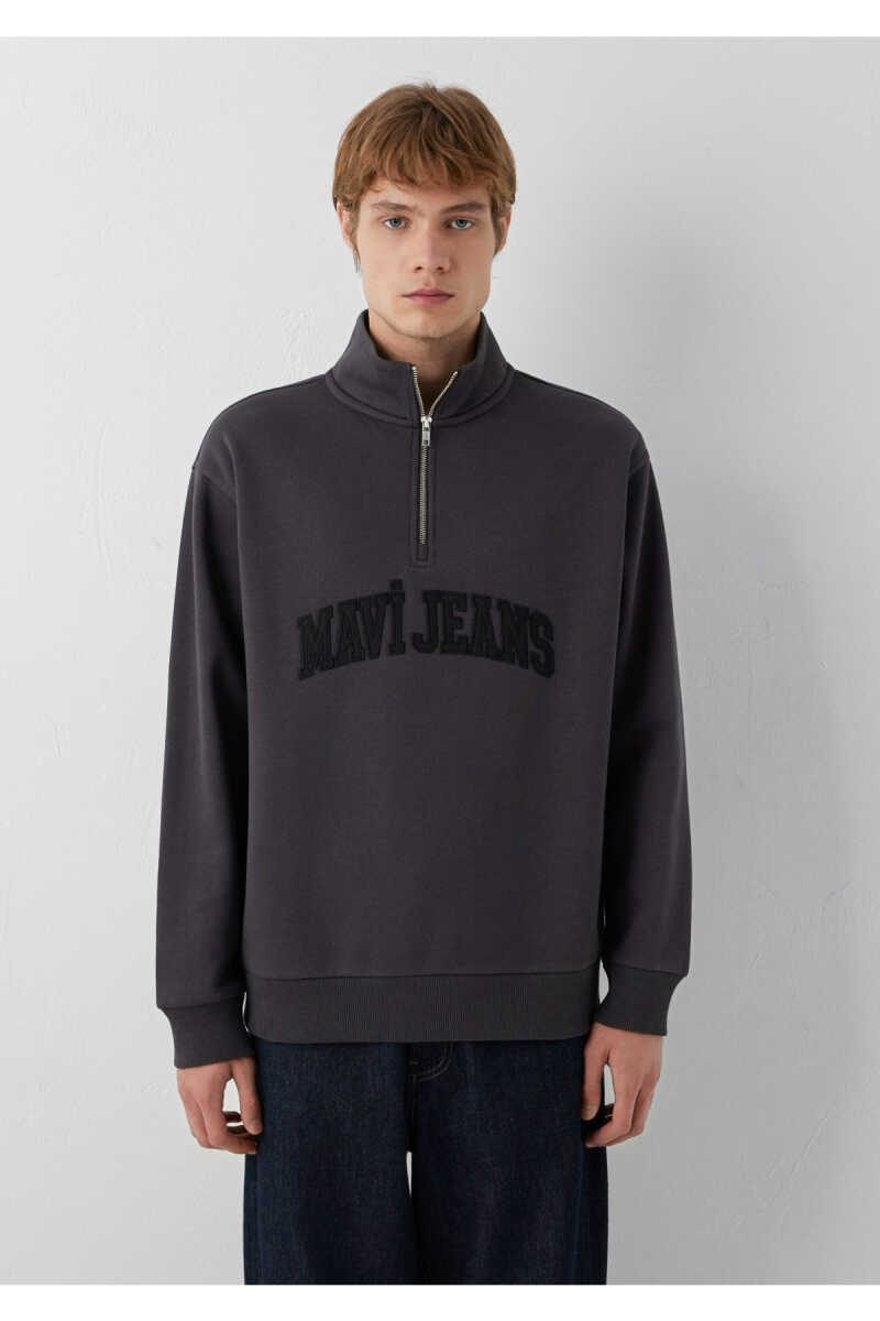 Mavi Jeans Yarı Fermuarlı Antrasit Loose Fit Erkek Sweatshirt 0S20113-91405 - 3