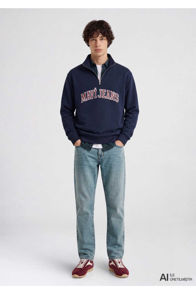 Mavi Jeans Yarı Fermuarlı Lacivert Loose Fit Erkek Sweatshirt 0S20113-86415 - 1