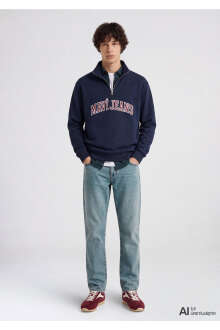 Mavi Jeans Yarı Fermuarlı Lacivert Loose Fit Erkek Sweatshirt 0S20113-86415