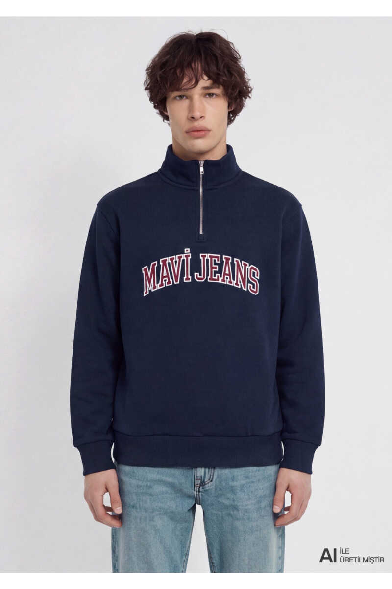 Mavi Jeans Yarı Fermuarlı Lacivert Loose Fit Erkek Sweatshirt 0S20113-86415 - 2