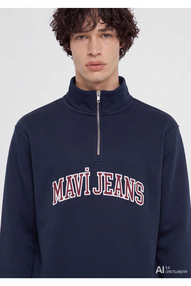 Mavi Jeans Yarı Fermuarlı Lacivert Loose Fit Erkek Sweatshirt 0S20113-86415 - 5