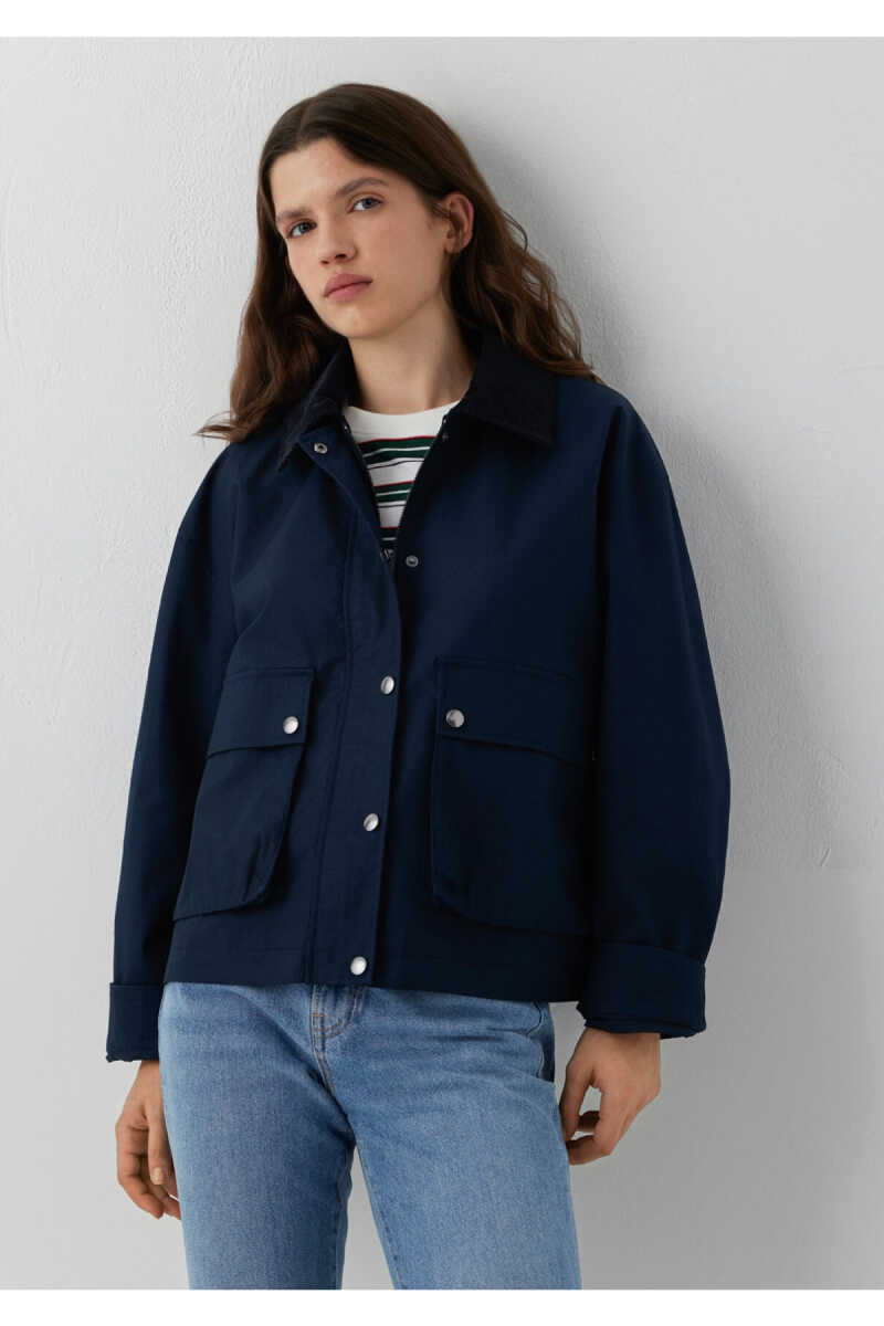 Mavi Kadife Yaka Detaylı Lacivert Loose Fit Kadın Ceket 1110916-90372 - 2