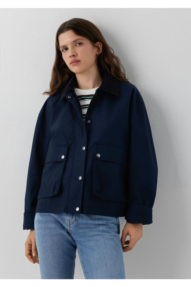 Mavi Kadife Yaka Detaylı Lacivert Loose Fit Kadın Ceket 1110916-90372 (1)
