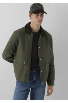Mavi Kadife Yaka Haki Loose Fit Erkek Ceket 0110913-71545